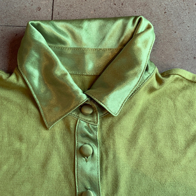 Hillard & Hanson Stunning Lime Green Tshirt with Satin-Small - photo 2