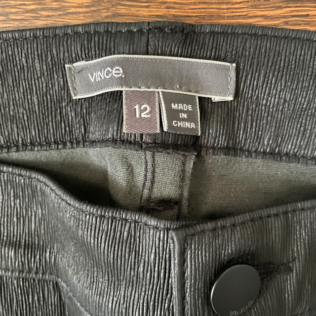 Vince Black Textured Leather Pants Jeans-Size 12 - photo 3