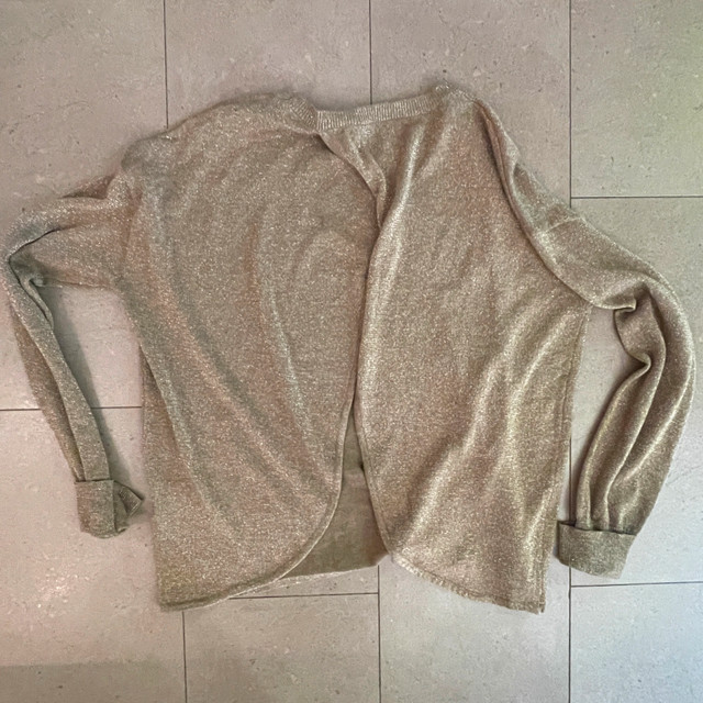 Molly Bracken Metallic Gold Open Back knit sweater-M - photo 4