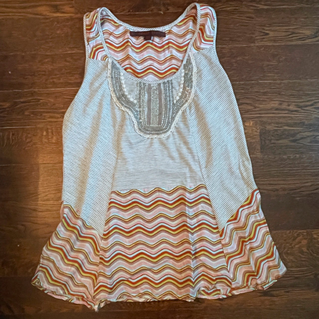 Multi-Colour boho scoop neck silk tank top tunic-Small