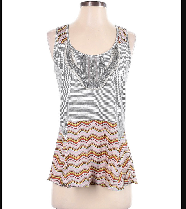 Multi-Colour boho scoop neck silk tank top tunic-Small - photo 2