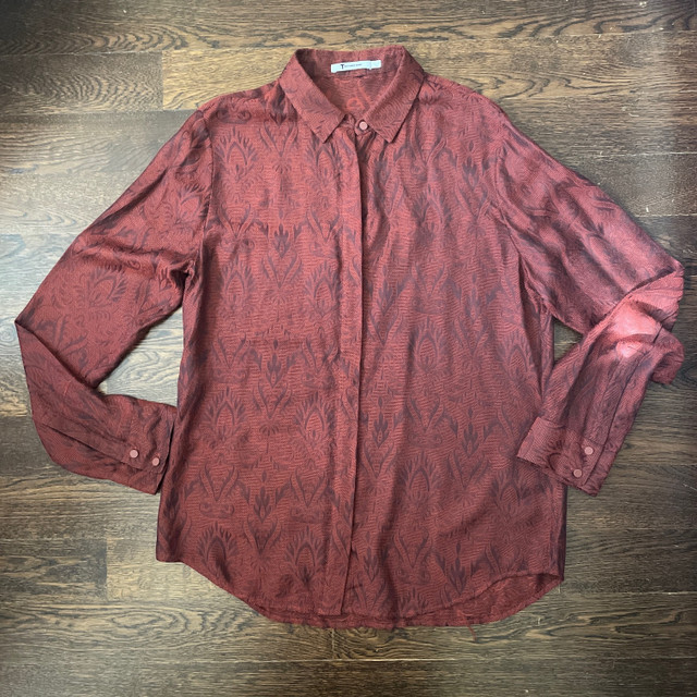 T Alexander Wang Woman's Burgundy Red Blouse Shirt-Large