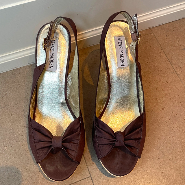 Steve Madden Brown Satin Wedge Platform sandals - Size 8.5 - photo 2
