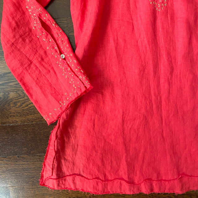 Nougat London Coral Linen Tunic- Gold Stitching-Med/Large - photo 2