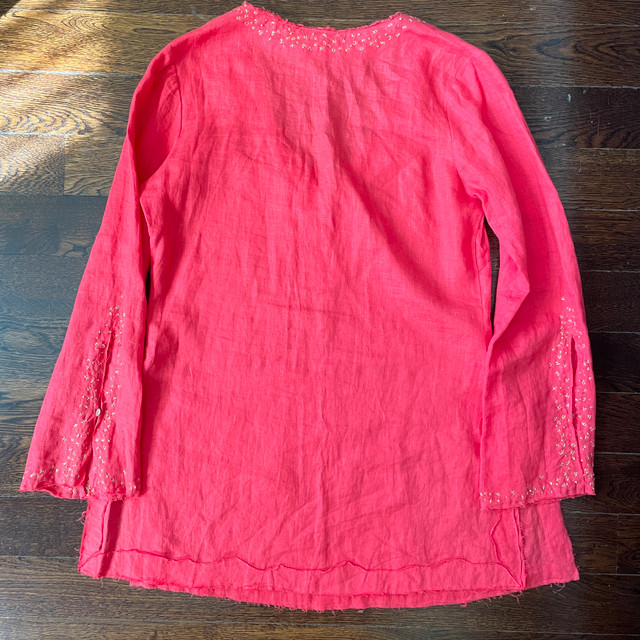 Nougat London Coral Linen Tunic- Gold Stitching-Med/Large - photo 4