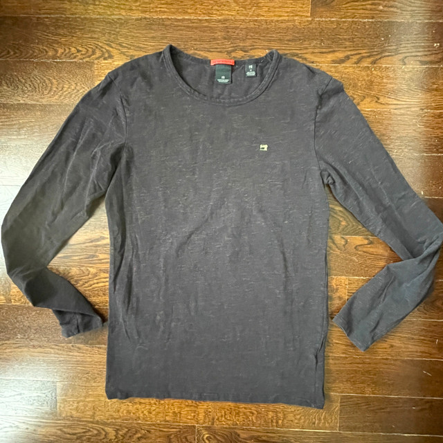 Scotch & Soda Heathered Black Long Sleeve Crew Neck Jersey-MED
