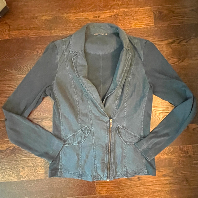 Sandwich woman's blue zippered blazer 100% cotton-Size Medium