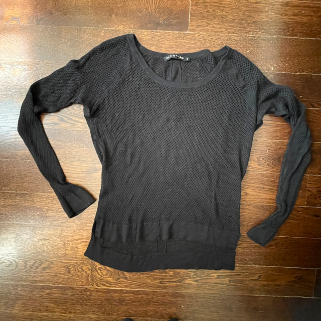 Rag & Bone Black Mesh Sheer Knit Sweater-Small
