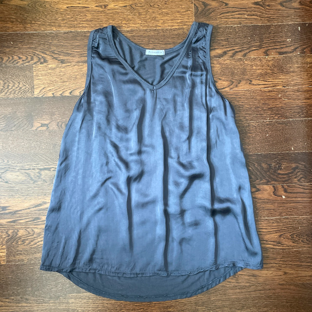 Florencia Purple Satiny V-neck Tank Top-Made in Italy-Medium