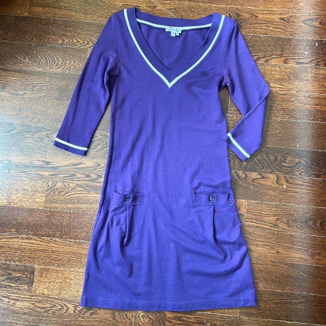 Lacoste Purple 3/4 Sleeve Jersey Dress w/ pockets-Size 34-Small