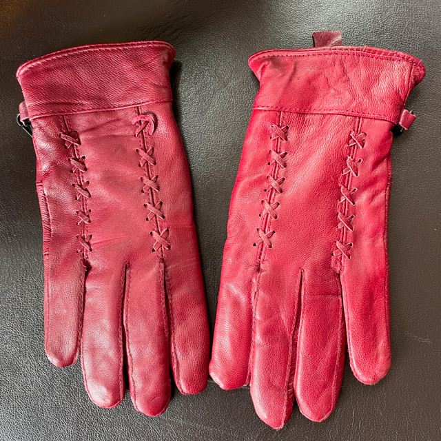 NEW Red Leather Gloves for women - Size Medium