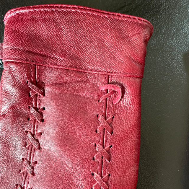 NEW Red Leather Gloves for women - Size Medium - photo 4