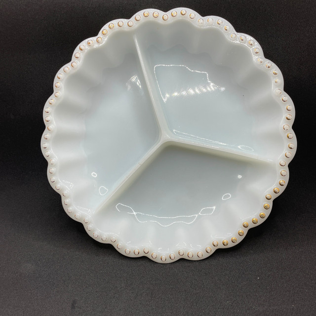 Vintage 50s Anchor Hocking Milk Glass Divided Dish - photo 2
