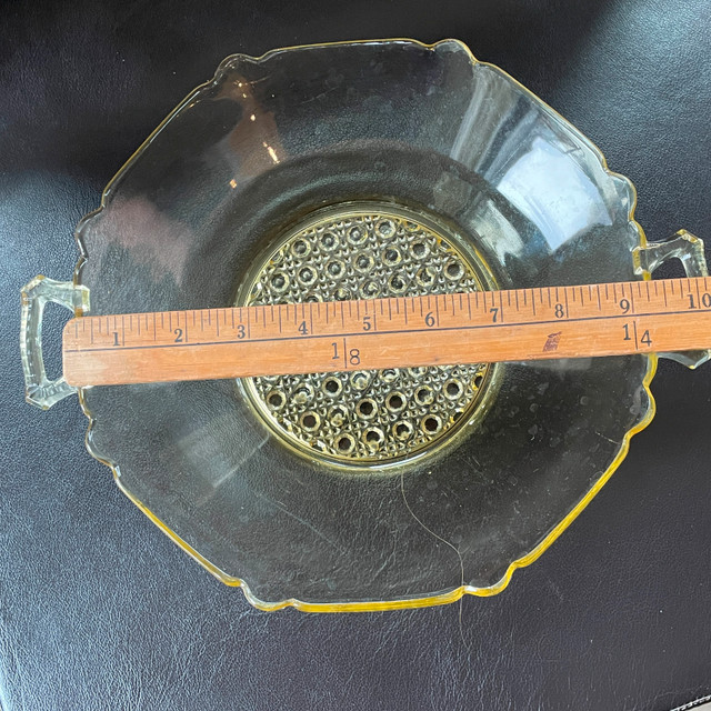 Gorgeous Vintage 1930s Yellow Lancaster Glass Handled Bowl - photo 3