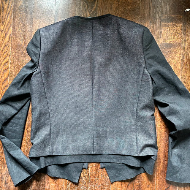 Elie Tahari Black Blazer Jacket Leather Trimmed Linen/Cotton-10 - photo 4