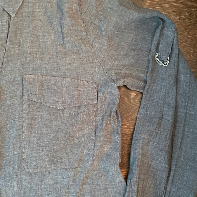 Eileen Fisher Grey Linen Cotton Blend Button Down Shirt-XS - photo 5