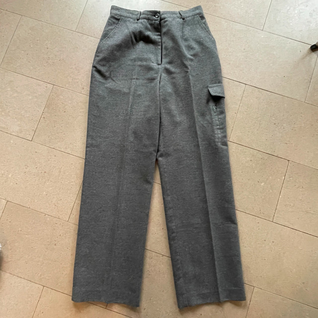 Vintage grey flannel-like pants - high waist wide leg-Size 7/8