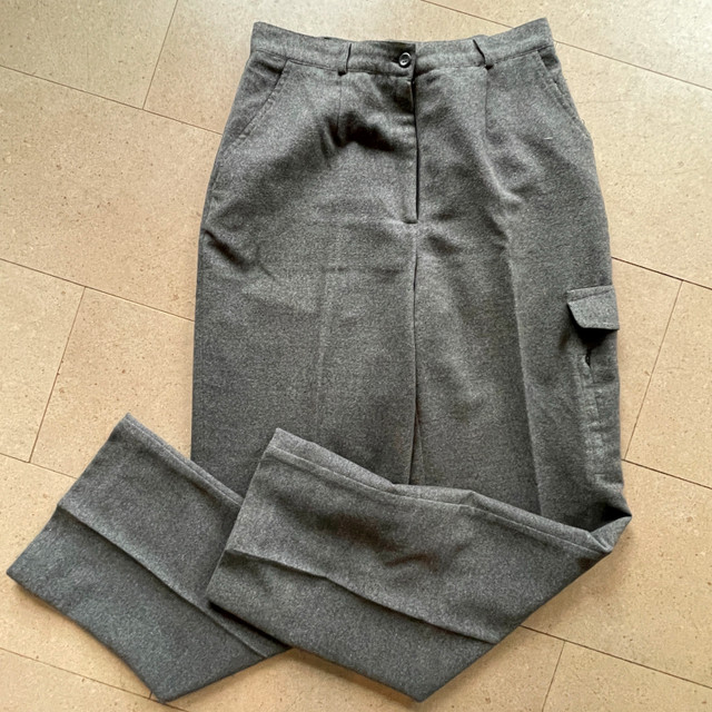 Vintage grey flannel-like pants - high waist wide leg-Size 7/8 - photo 3
