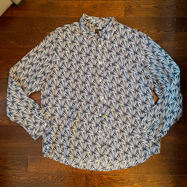 Club Monaco Mens Geo Palm 100% Linen Shirt Size XL