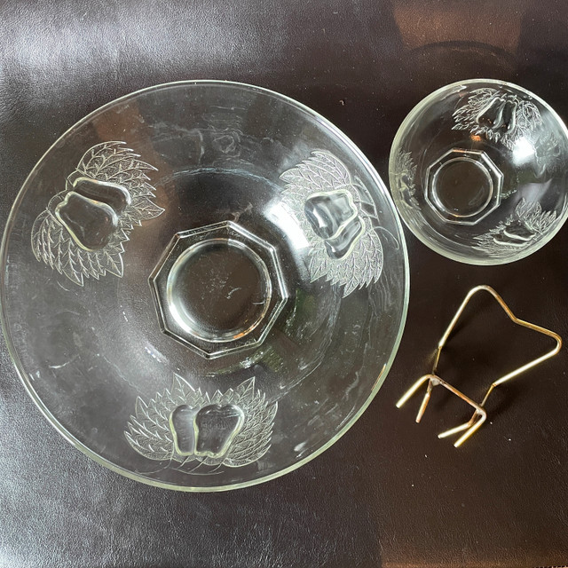 Vintage Clear Glass Chip and Dip Bowl 3 piece set - photo 4