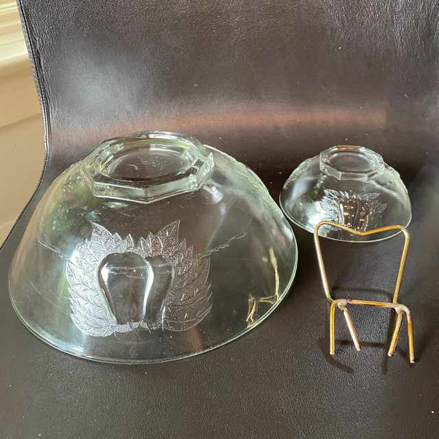 Vintage Clear Glass Chip and Dip Bowl 3 piece set - photo 5