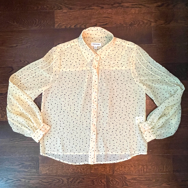 Frank and Oak Light Pale yellow polka dot Sheer blouse -Size XS