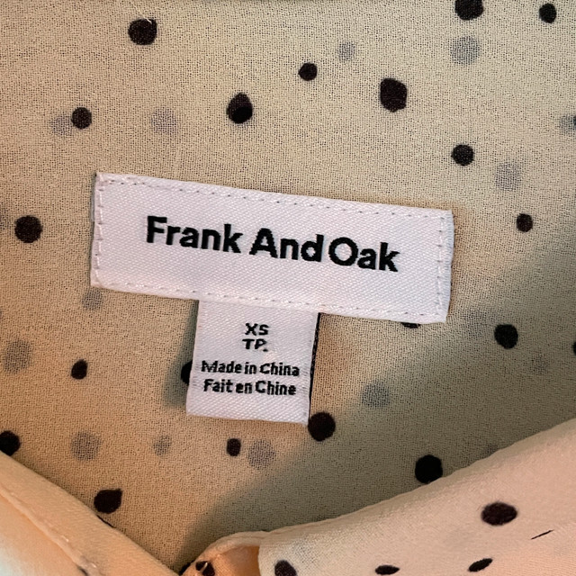 Frank and Oak Light Pale yellow polka dot Sheer blouse -Size XS - photo 2
