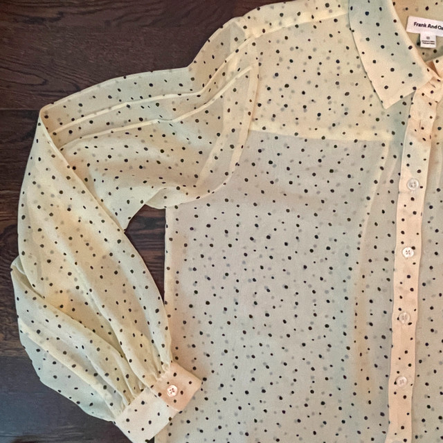 Frank and Oak Light Pale yellow polka dot Sheer blouse -Size XS - photo 3