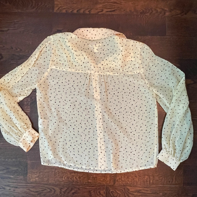 Frank and Oak Light Pale yellow polka dot Sheer blouse -Size XS - photo 4