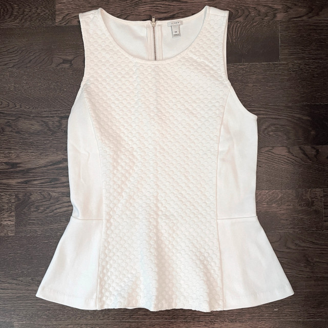 NEW J. Crew Cream Peplum sleeveless Top-Size XS-NWOT