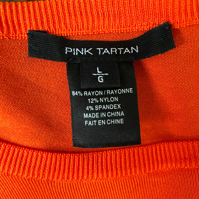 Pink Tartan Orange Crew Neck Slinky Sweater - Large - photo 3