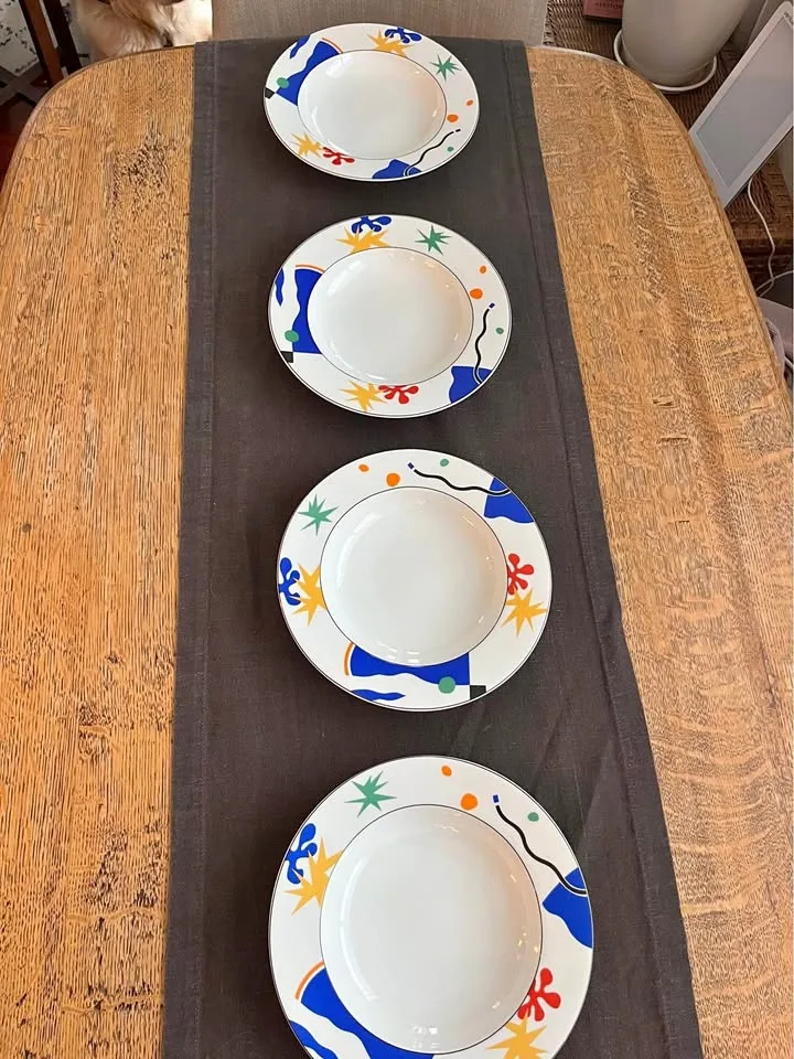 90s!! Large rim soup bowls (Calypso by Christopher Stuart)