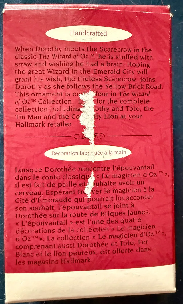 1994 Hallmark Scarecrow Wizard of Oz Ornament image indicator(2)