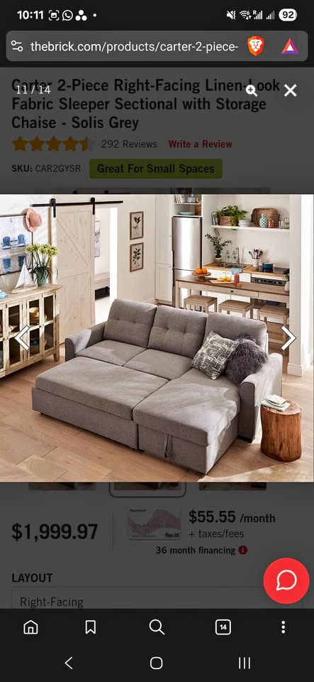 Sectional Sleeper Sofa from The Brick