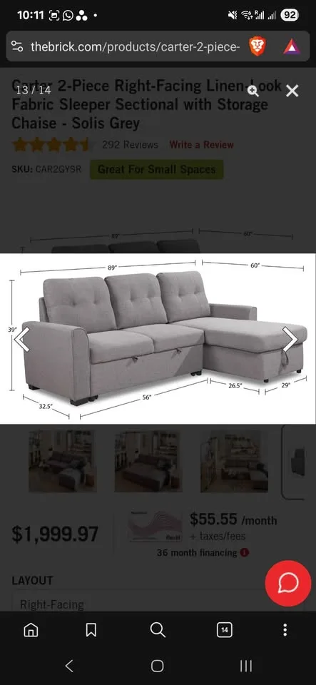 Sectional Sleeper Sofa from The Brick image indicator(2)