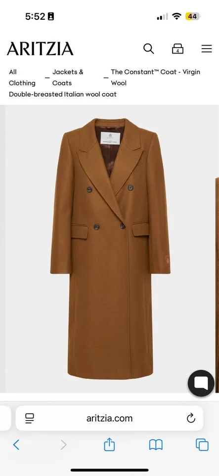 Aritzia Constant Coat - Virgin Wool Size XS, 2XS NWT image indicator(9)