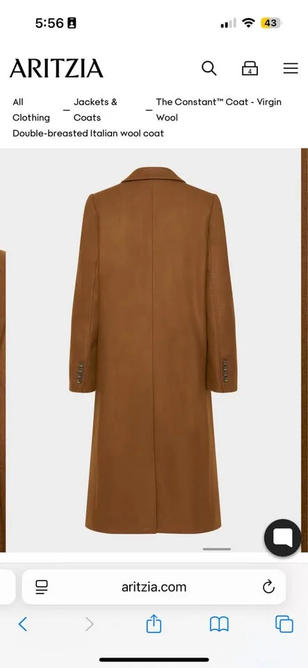 Aritzia Constant Coat - Virgin Wool Size XS, 2XS NWT image indicator(10)