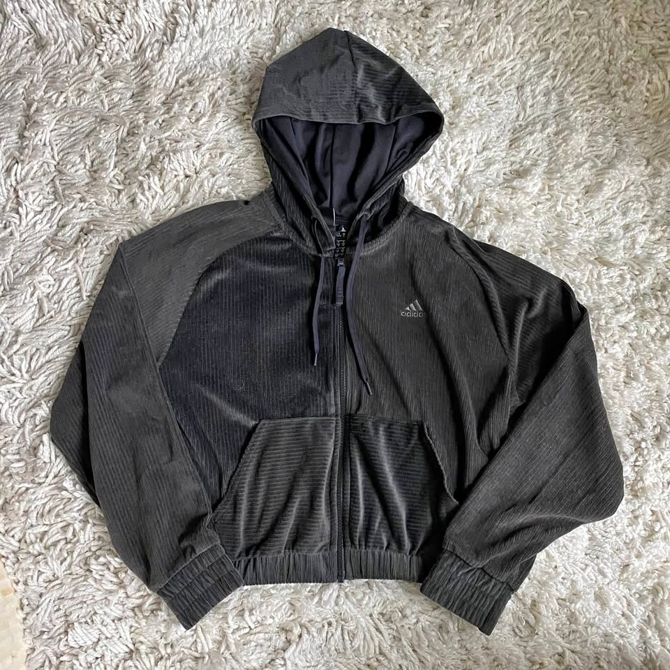 Adidas Full Zip Velour Hoodie - Size S