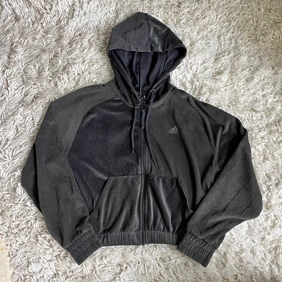 Adidas Full Zip Velour Hoodie - Size S thumbnail