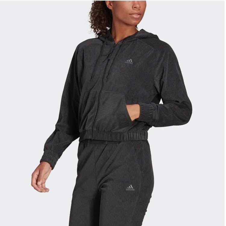 Adidas Full Zip Velour Hoodie - Size S - photo 3