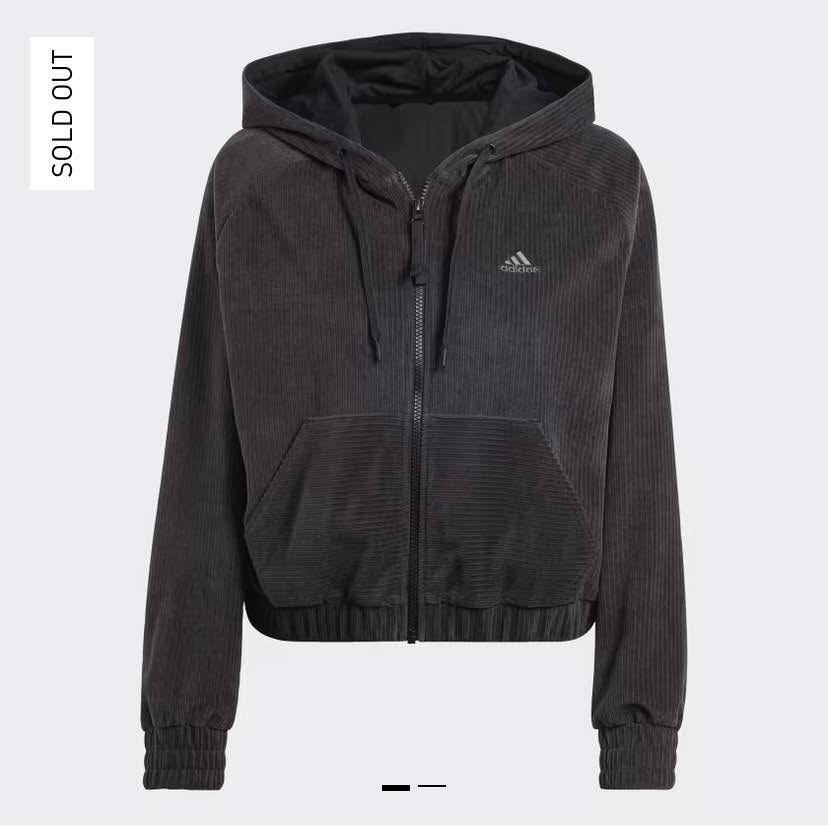 Adidas Full Zip Velour Hoodie - Size S - photo 5