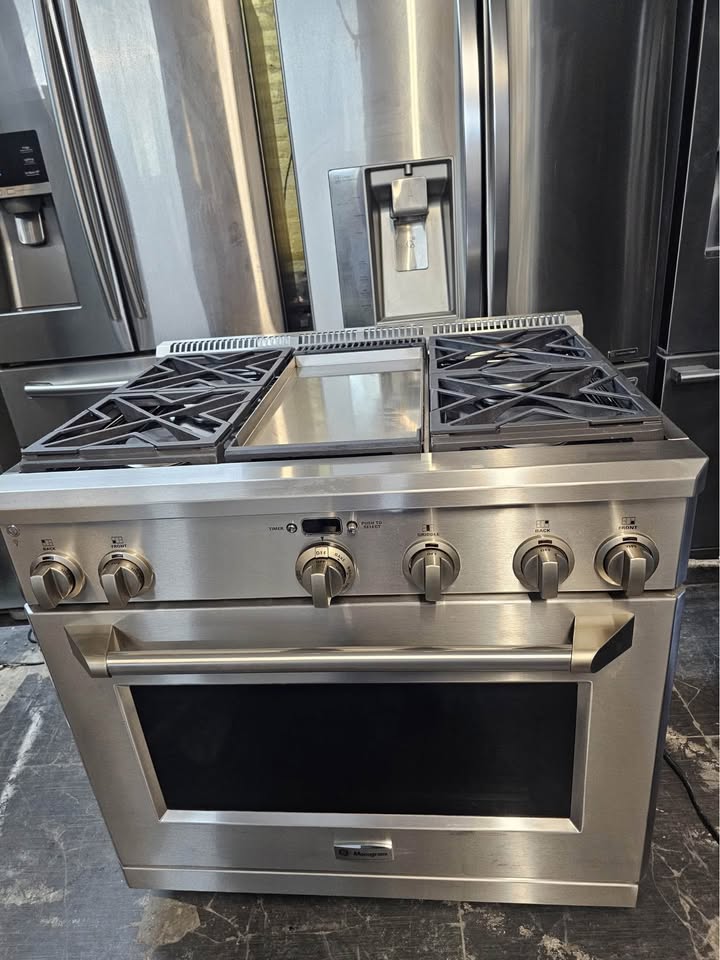 Set fridge and stove monogram silver excellent conditions - photo 2