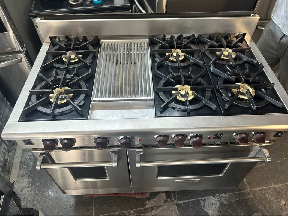 Wolf stove 48 wide silver 6 burners and 1 silver grill - photo 3