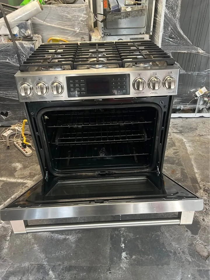 GE stove coffee 30 wide 6 silver burners image indicator(5)