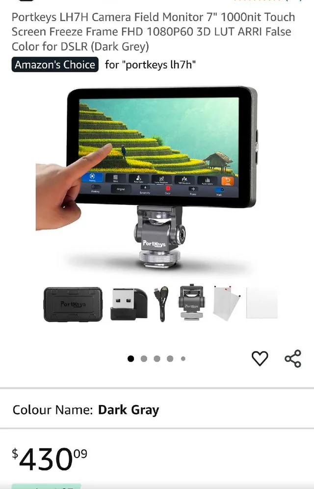 Portkeys LH7H Camera Monitor with Cage and Light Shade image indicator(4)