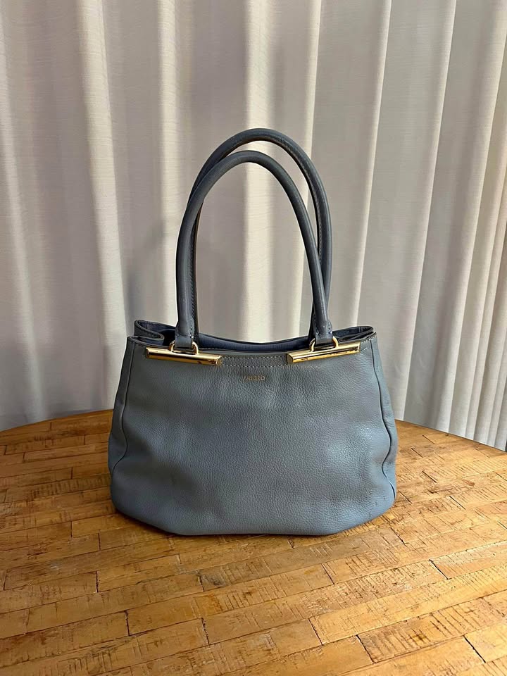 Faux Leather Purse - light blue