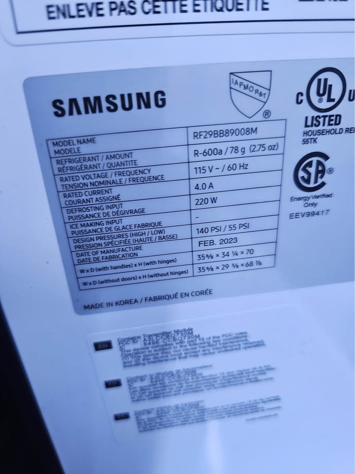 French Samsung Refrigerator, 36 Wide 4 Doors - photo 4