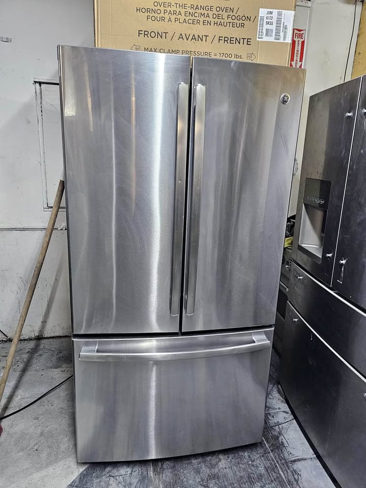 GE fridge 36 wide silver