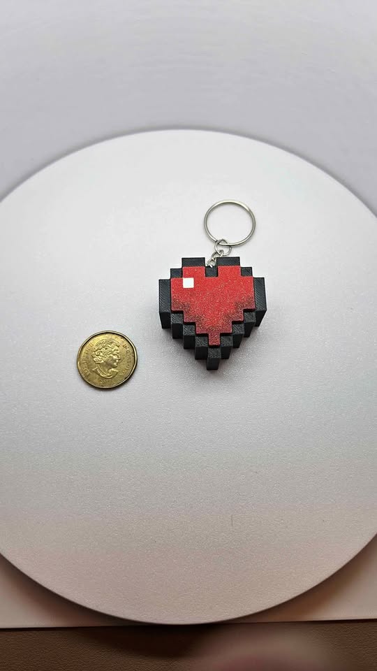 Minecraft Pixel Heart Keychain