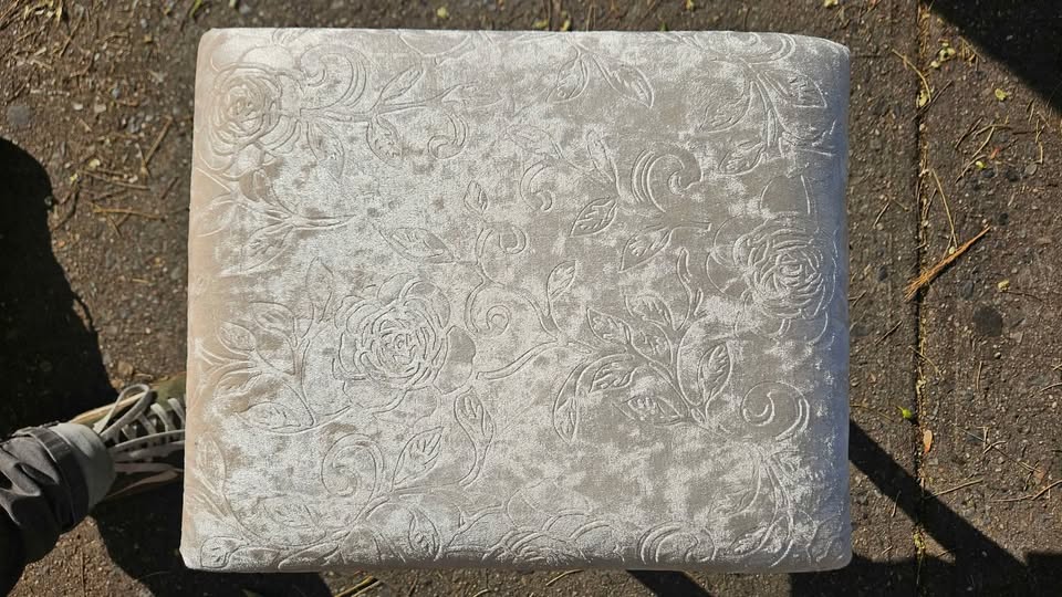 Wooden, Crushed Velvet Vanity Stool/Foot Stool - photo 3
